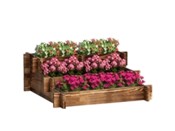 Arriate de Jardim 3 Níveis Escada com Tnt para Flores 93x93x35cm carbonizado BTFORUS