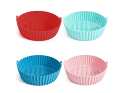 Conjunto De 4 Moldes De Silicone Reutilizáveis​​ Para Fritadeira A Ar De 7, 5 Polegadas
