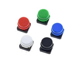 25 Interruptores Táteis De Botão Pressão Momentâneos 12x 7, 3mm + 25 Capas Para Interruptores Táteis 5 Cores