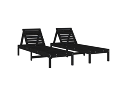 Conjunto de 2 Espreguiçadeiras Pinho Maciço Castanho 199,5x60x74 cm MAISON EXCLUSIVE