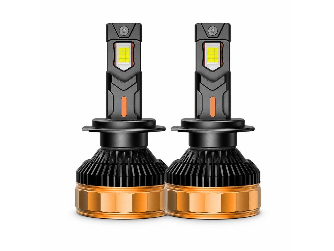 Lâmpadas Led H7 Para Farol De Carro, 300 W, 30000 Lm, Preto E Dourado, Redsea