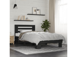 Vidaxl Estrutura De Cama 75x190 Cm Derivados De Madeira E Metal Preto
