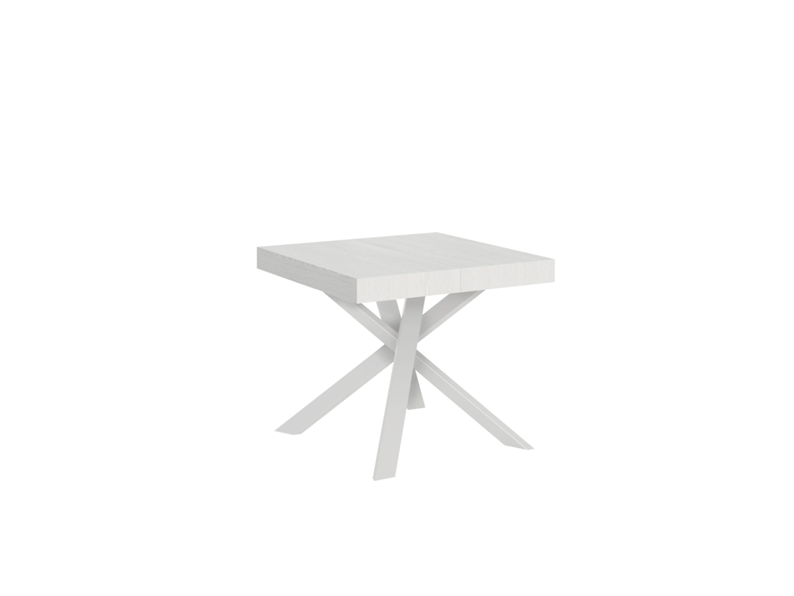 Mesa de Jantar Extensível 90X90/194 Cm Clerk Plano Cinza Branca Pernas Brancas ITAMOBY