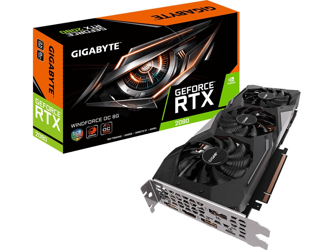 Placa Gráfica GIGABYTE GeForce RTX 2080 Windforce OC (NVIDIA - 8 GB DDR6)