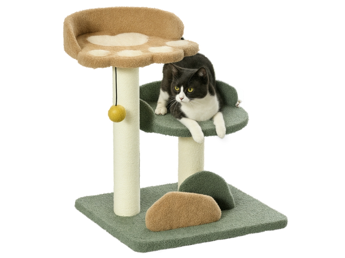 Árvore para Gatos com 2 Camas, Bola e Forro de Veludo, 43x39x52cm ESSÊNCIACASA
