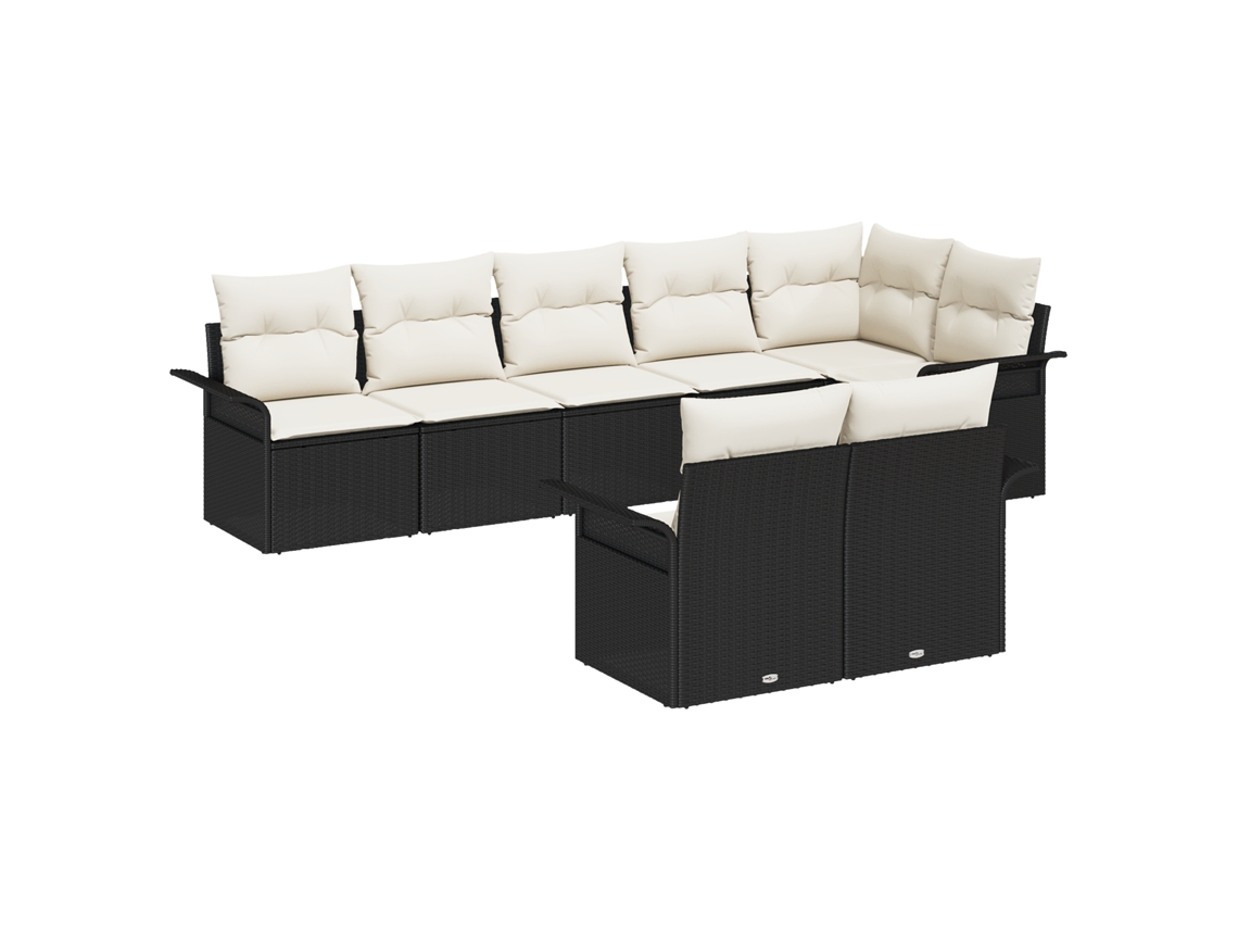 Conjunto 8 Conjunto De Sofá De Jardim Vidaxl Preto Vime Pe (55 X 55 X 37 Cm)