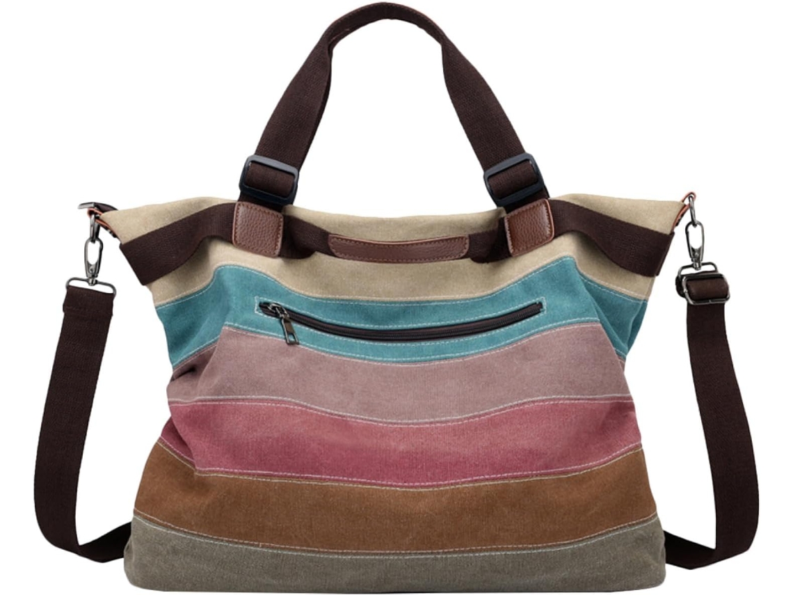 Bolsa De Lona Feminina, Bolsa De Ombro Casual, Bolsa De Compras Espaçosa
