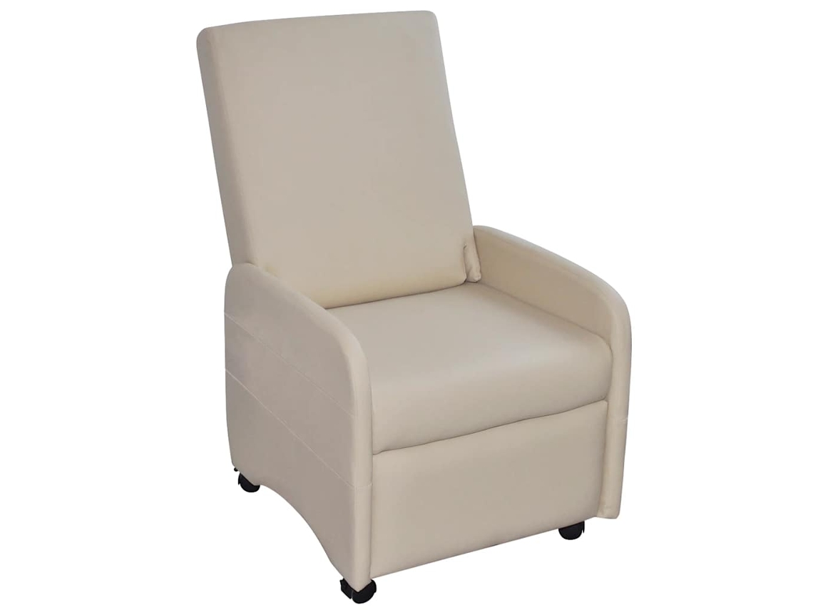 Vidaxl Poltrona Reclinável Em Couro Artificial Creme