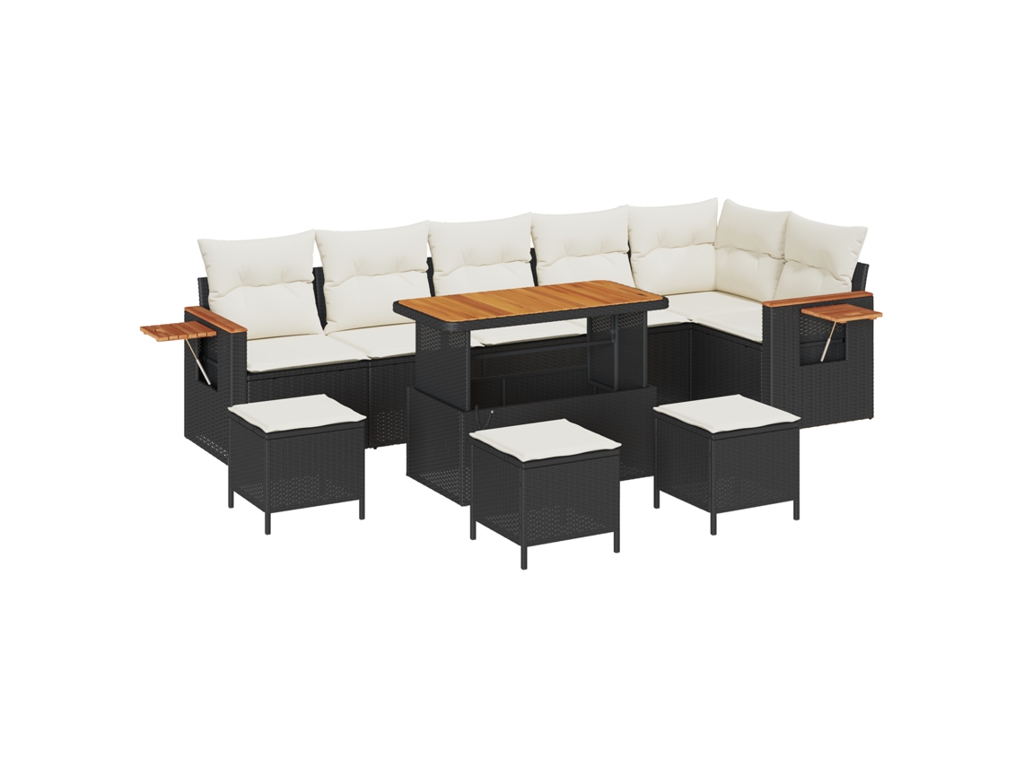 Conjunto 12 Conjunto De Sofá Modular Vidaxl Preto Vime Pe (289 X 164 X 85 Cm)