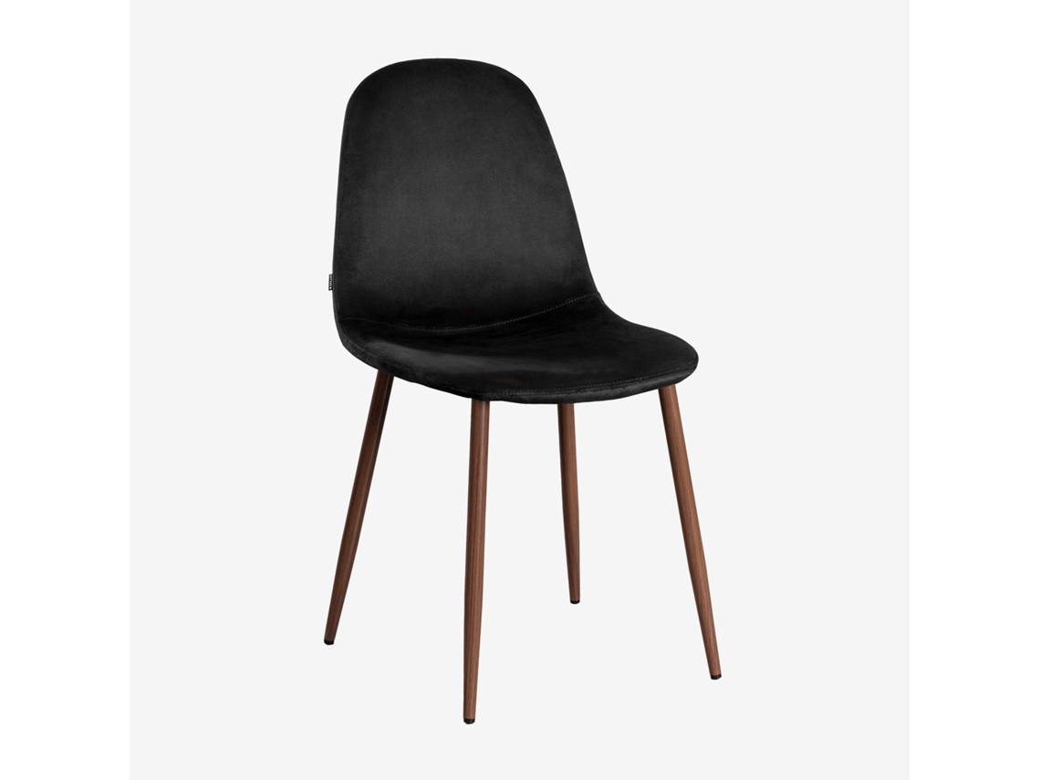 Sklum Pack De 4 Cadeiras De Jantar Glamm Poliéster     Madeira Escura                  Velluto Preto                               Veludo