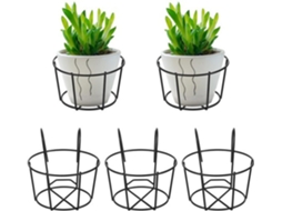 Set De Flores - Conjunto De 5 - Circular - Metal - Para Balaustrada - Preto