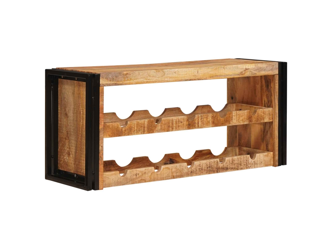 Conjunto 1 Armazenamento De Vinho Vidaxl Castanho Madeira De Mangueira Maciça (100 X 45 X 33 Cm)