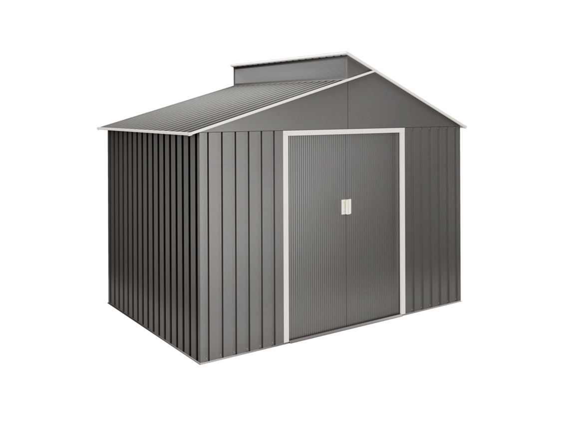 Abrigo de Metal WASABI Metálico 5,44m² 282x193x222 cm Acabamento Metálico de Alta Qualidade Claraboia Em Policarbonato