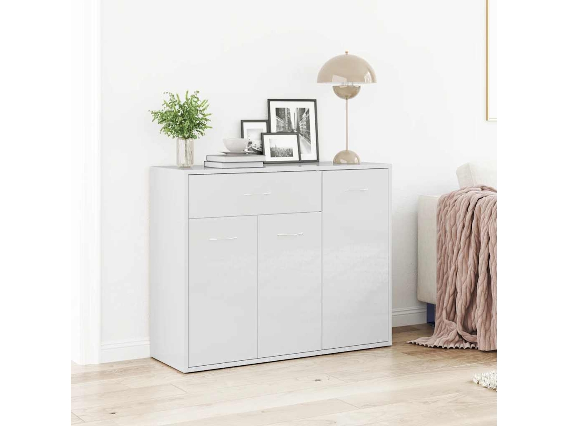 Vidaxl Aparador 88x30x70 Cm Contraplacado Branco Brilhante