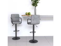 Vidaxl Bancos De Bar 2 Pcs Veludo Cinzento-claro