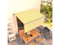 Vidaxl Toldo Retrátil Manual Com Estore 3,5x2,5 M Amarelo E Branco