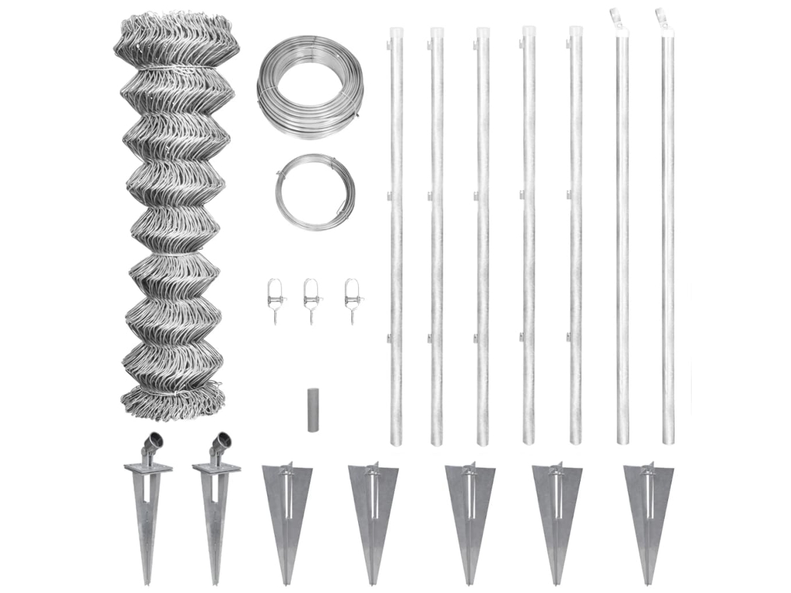 Vidaxl Cerca De Arame Com Postes/espetos 15x1,5 M Aço Galvanizado