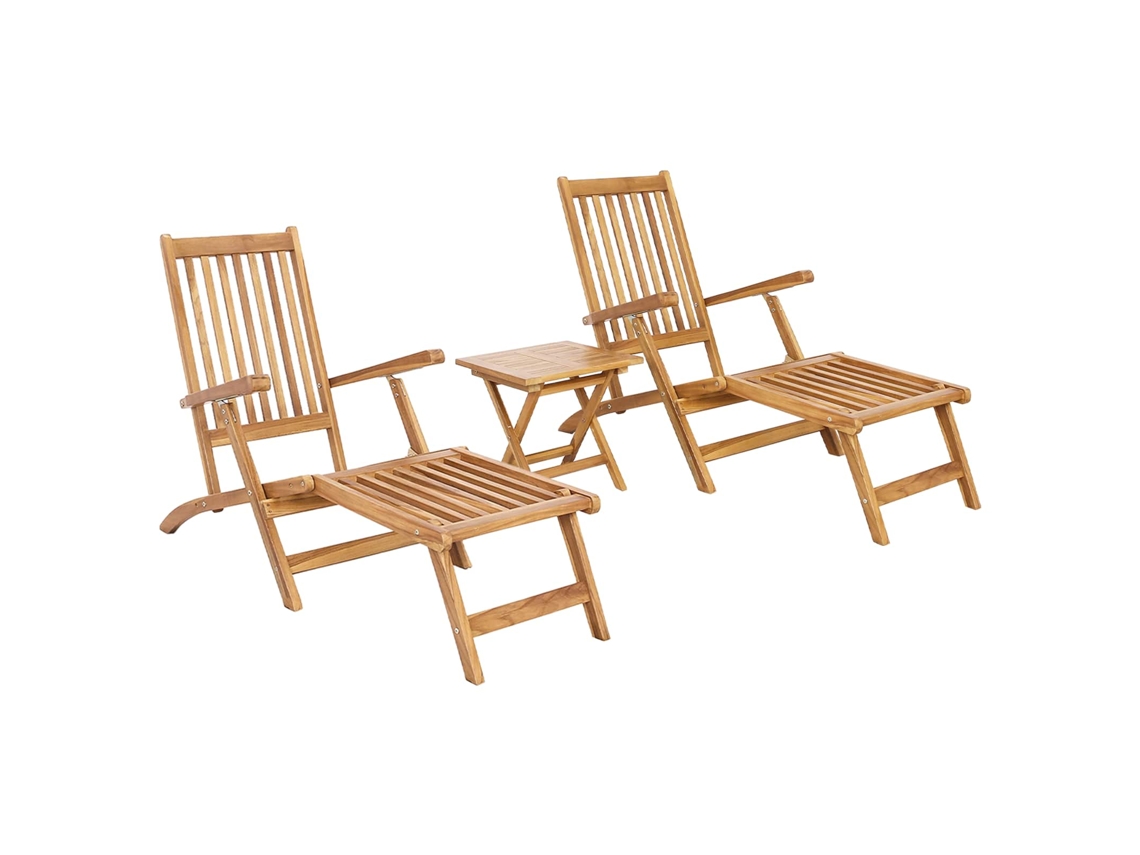 Maison Exclusive - Cadeira De Deck Dobrável Com Mesa 2 Pcs Natural