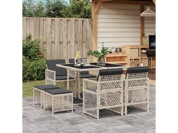 Vidaxl 9 Pcs Conjunto De Jantar P/ Jardim C/ Almofadões Cinzento Claro