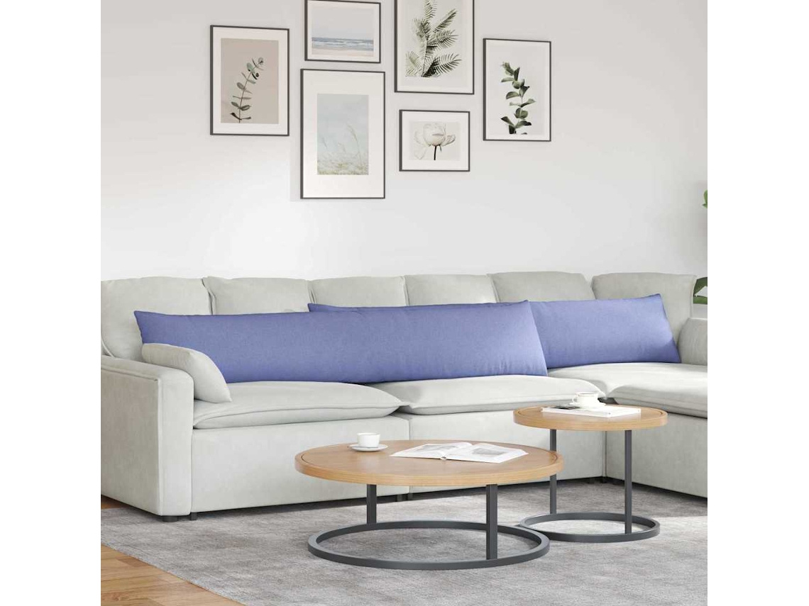 Vidaxl Travesseiros De Sofá 2 Unid. Tecido Azul Jeans 200 X 40 Cm