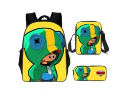 Conjunto Mochila Escolar 3 Peças, Estampa Anime, Aulas, Bolsa Ombro