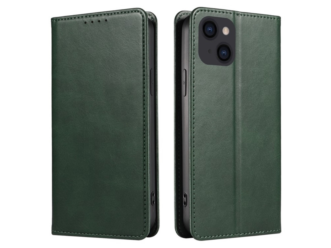 Capa Textura Gémeo Para Iphone 15 Plus Pele Sintética Verde