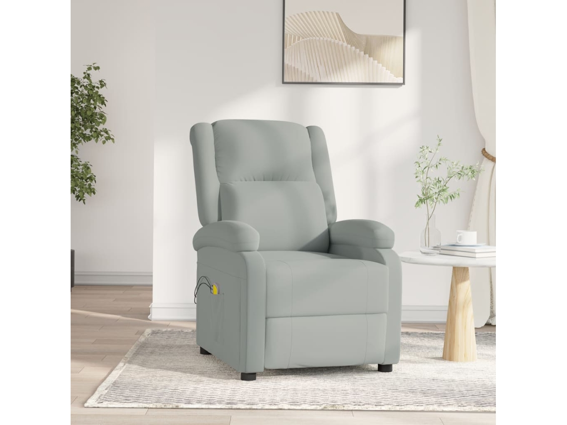 Vidaxl Poltrona De Massagens Elétrica Veludo Cinzento-claro