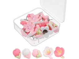 Tachinhas decorativas genéricas, 30 tachinhas decorativas com desenho de pétalas rosa, artesanato em resina e rostos.