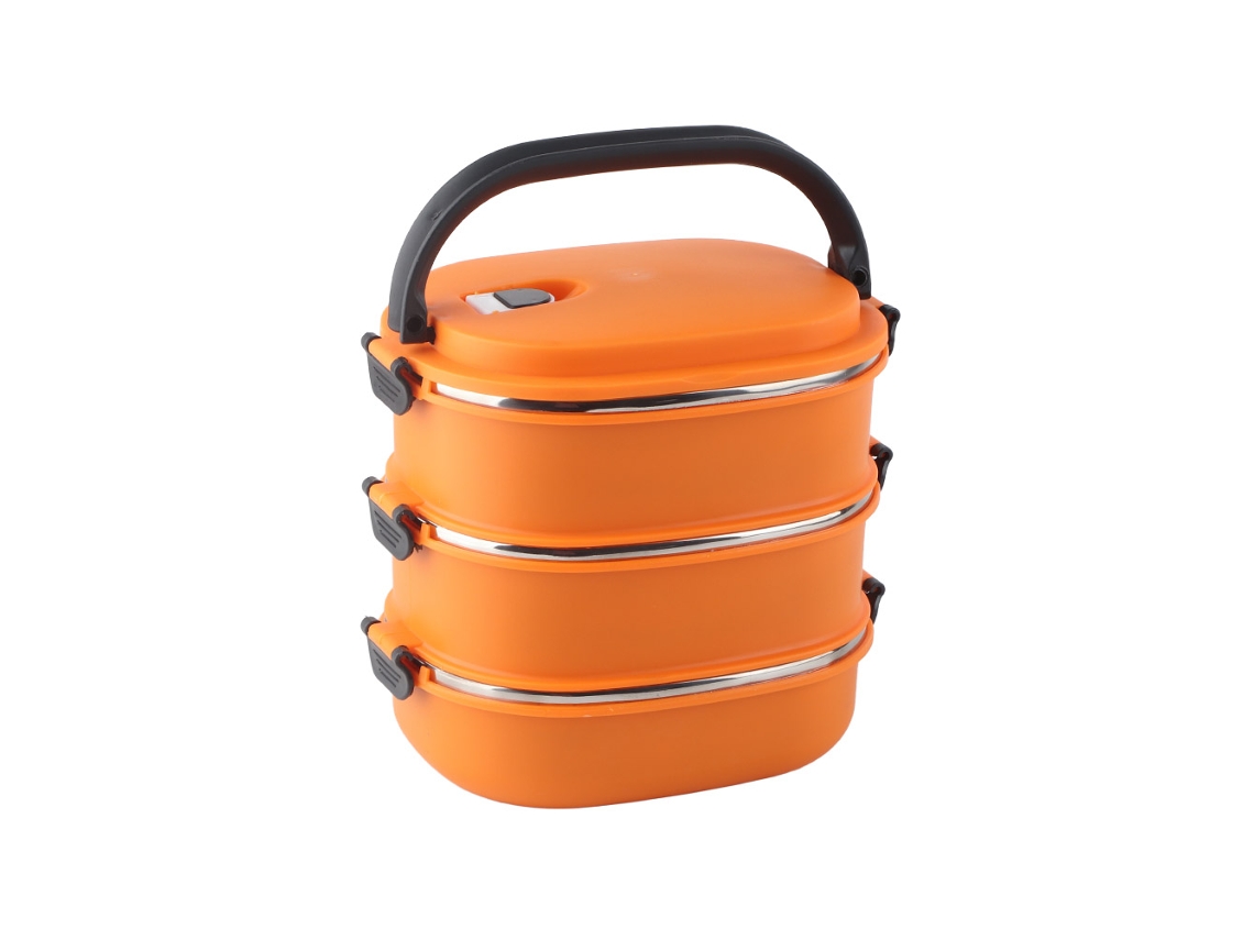 Caixa de Bento Inox 3 Camadas Portátil Isolada para Escola Trabalho