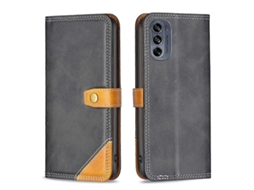 Capa De Couro Com Costura Dupla Combinando Para Motorola Moto G62