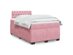Vidaxl Cama Boxspring Com Colchão 120x200 Cm Veludo Rosa