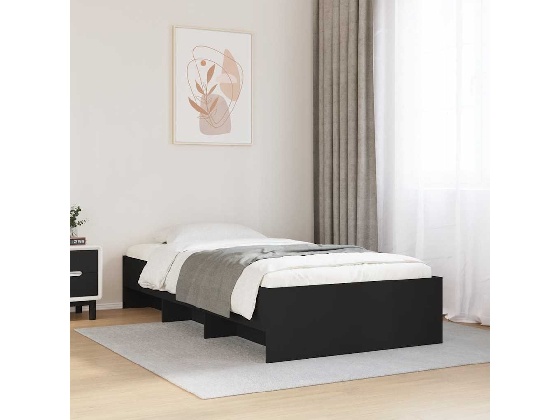 Vidaxl Estrutura De Cama 90x200 Cm Derivados De Madeira Preto