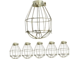 Conjunto de 6 Gaiolas de Luz Vintage em Metal Latão, Protetores de Lâmpadas Industriais para Pendurar. SFUSHOS