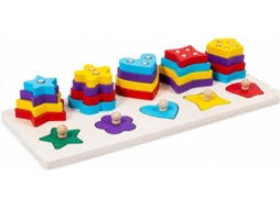 Brinquedo Educativo De Madeira, Circular, Empilhável Com Formas