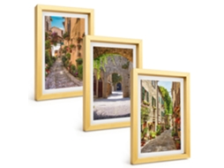 Composição De Quadros Ruas Italianas, Flores E Arquitetura Espelharte (3 Peças 20x30 Cm)
