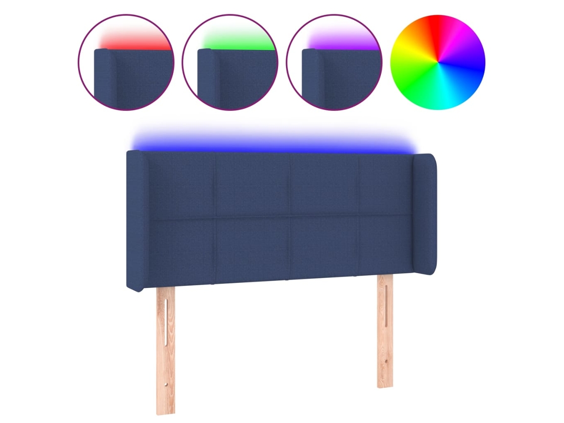 Cabeceira de Cama com Luzes Led Tecido Azul MAISON EXCLUSIVE (93x16x78 cm)