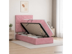 Vidaxl Cama De Armazenamento Led Com Colchão Rosa 90 X 190 Cm Veludo