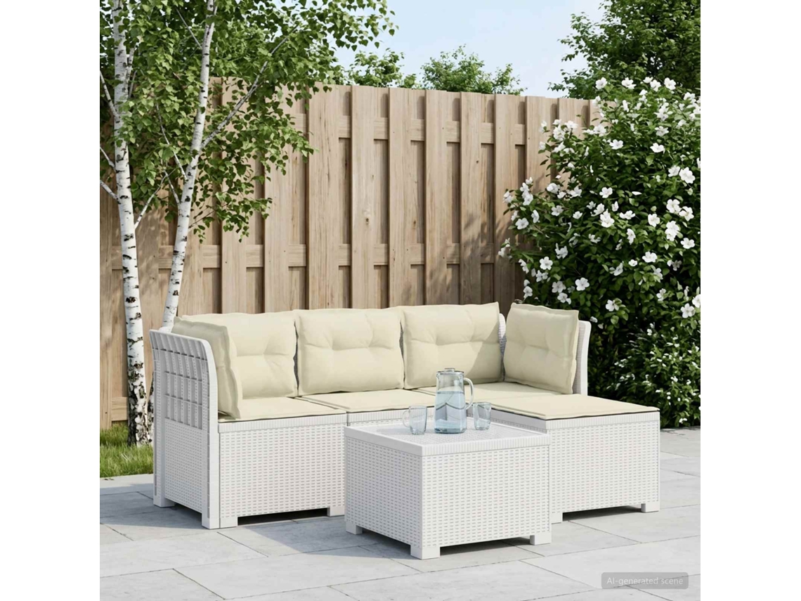 Vidaxl Sofá De Jardim Para 4 Pessoas Com Almofadas Estilo Rattan Pp