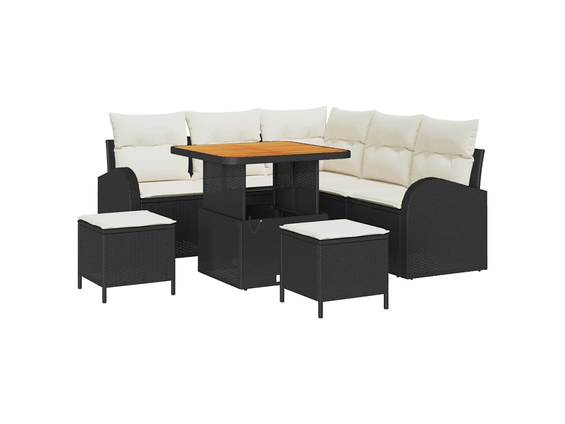 Maison Exclusive - Conjunto De Sofá De Jardim Com Almofada 8 Pcs Preto E Creme