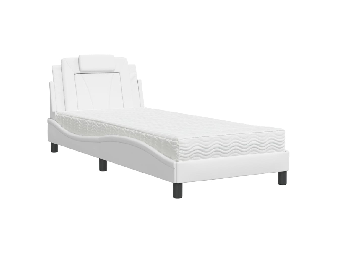 Bed, Beds Vidaxl Branco Couro Artificial (90 X 190 Cm)