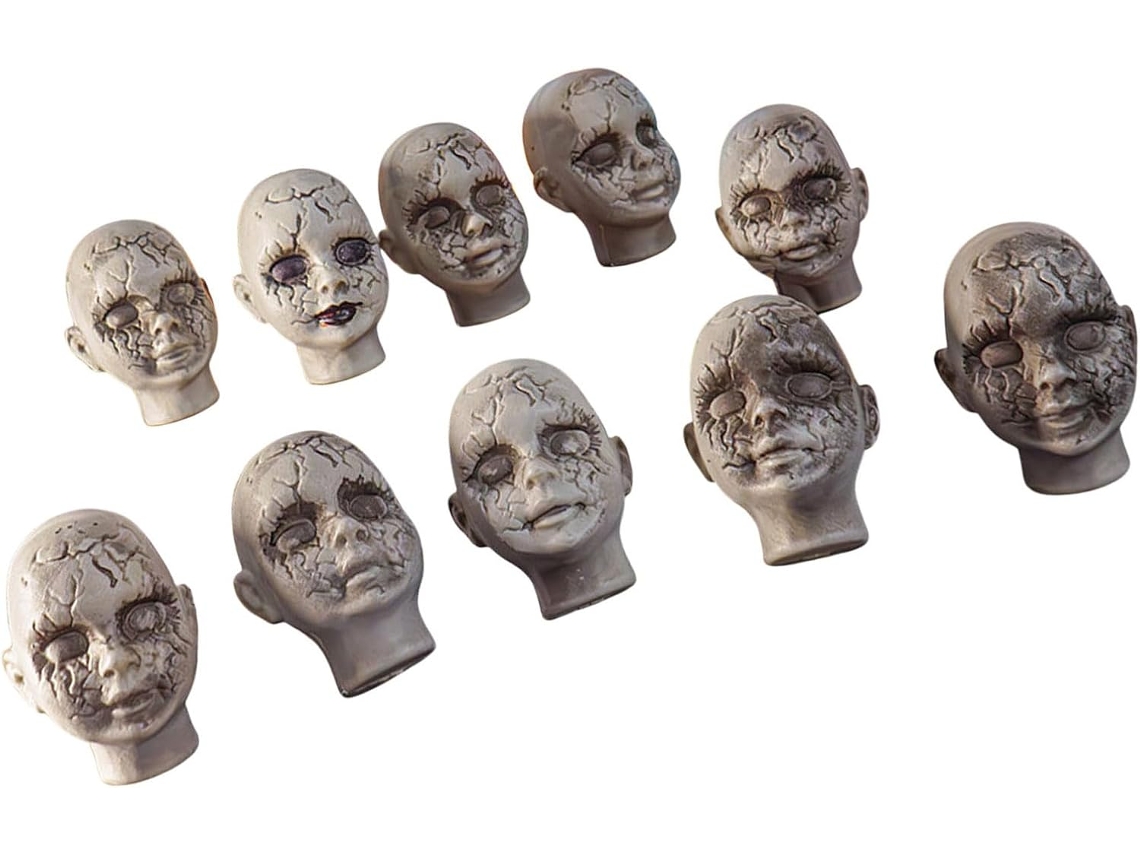 Conjunto De 10 Cabeças De Terror Em 3d Moldadas Para O Halloween, Para Decoração De Mesa, Prateleira