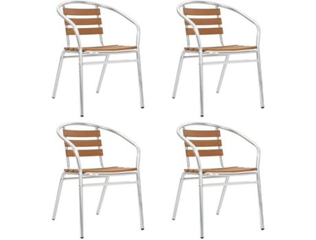 Conjunto 4 Cadeiras de Jardim  Prateado (Metal)