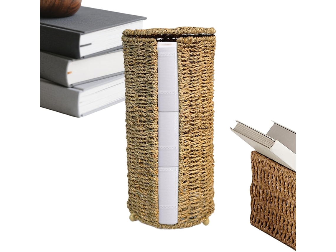 Organizador De Papel Higiênico Em Cesta Trançada Artesanal Materiais Naturais