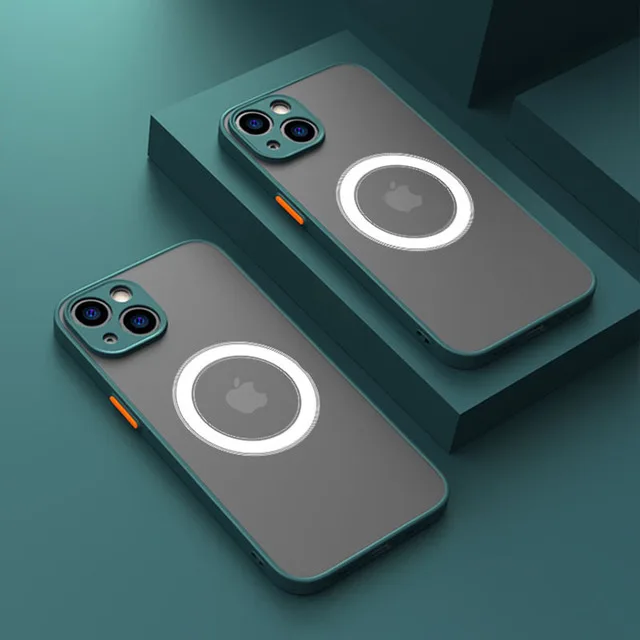Capa Protetora Magnética (verde Escuro Para Iphone 13 Mini), Capa De Carregamento À Prova De Choque.