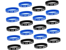 Conjunto de 20 Pulseiras de Silicone Douradas para Formatura, Acessórios Ajustáveis para Festa de Formatura