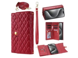Capa Pega Para Iphone 13 Pele Sintética Vermelho