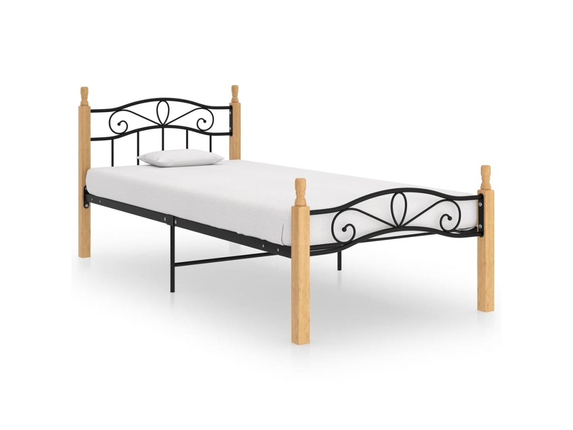 Bed Frame, Bed Frames Vidaxl Preto Metal (90 X 200 Cm)