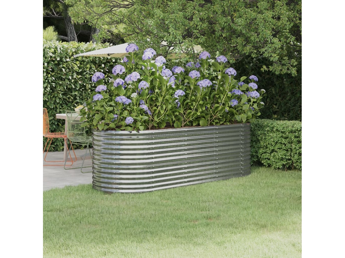 Vidaxl Canteiro Elevado Jardim 224x80x68cm Aço Galvanizado Prateado