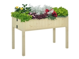 Canteiro Elevado de Madeira Dobrável com Furos de Drenagem. 115x56x76 Cm. Cor da Madeira Ge