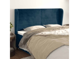 Vidaxl Cabeceira Cama C/ Abas Veludo 183x23x118/128 Cm Azul-escuro